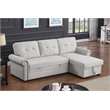 Pemberly Row Reversible Fabric Sleeper Sofa with Storage Chaise in Light Gray