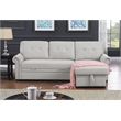 Pemberly Row Reversible Fabric Sleeper Sofa with Storage Chaise in Light Gray