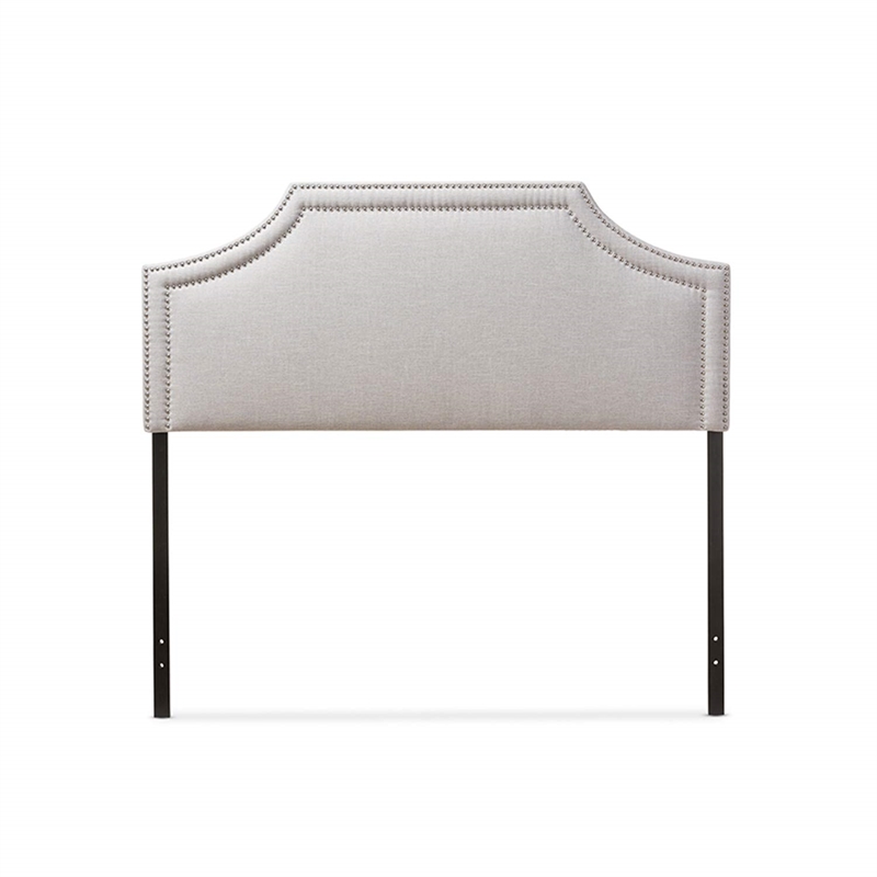Pemberly Row Upholstered Full Headboard in Grayish Beige Finish
