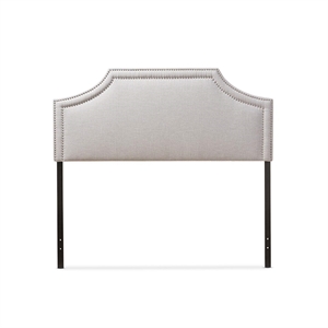 Pemberly Row Upholstered King Headboard in Grayish Beige Finish