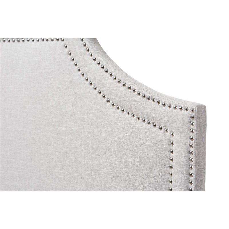 Pemberly Row Upholstered King Headboard in Grayish Beige Finish
