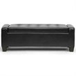 Pemberly Row Leather Tufted Storage Ottoman Bench in Black Finish