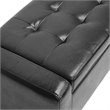 Pemberly Row Leather Tufted Storage Ottoman Bench in Black Finish
