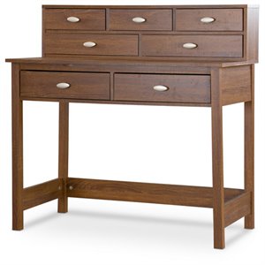 pemberly row contemporary engineered wood writing desk in oak finish