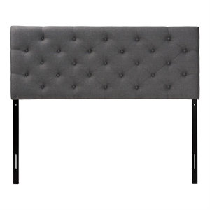 Pemberly Row Modern Tufted Queen Panel Headboard in Gray Finish