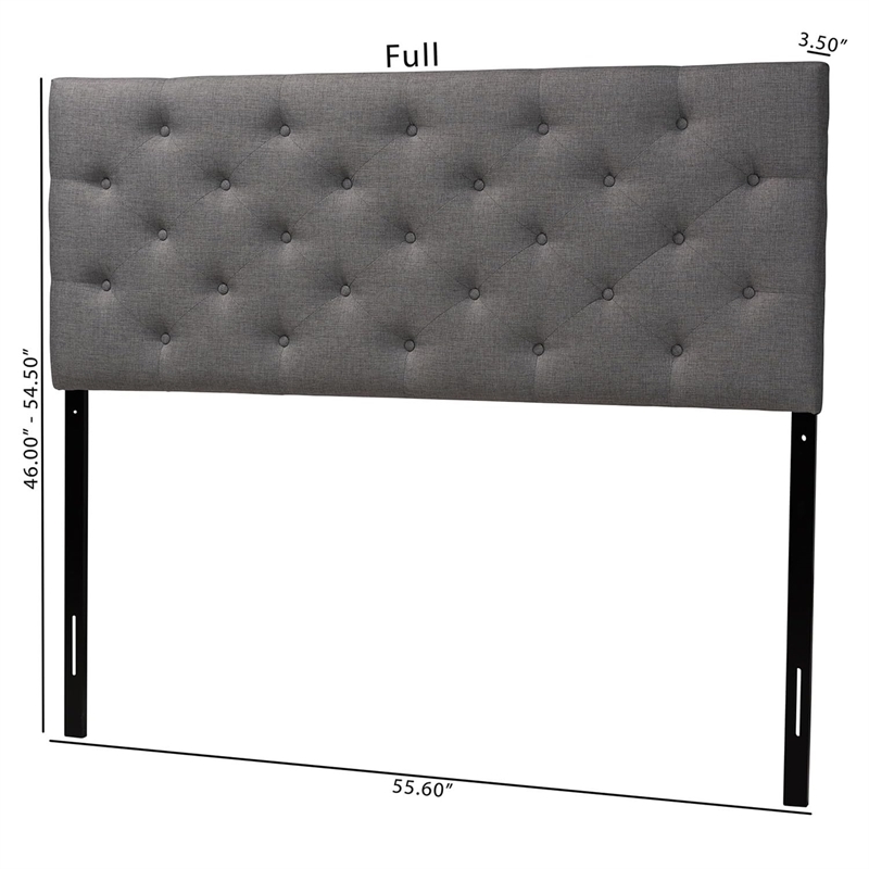 Pemberly Row Modern Tufted Queen Panel Headboard in Gray Finish
