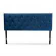 Pemberly Row Felix Navy Blue Velvet Fabric Upholstered Full Size Headboard