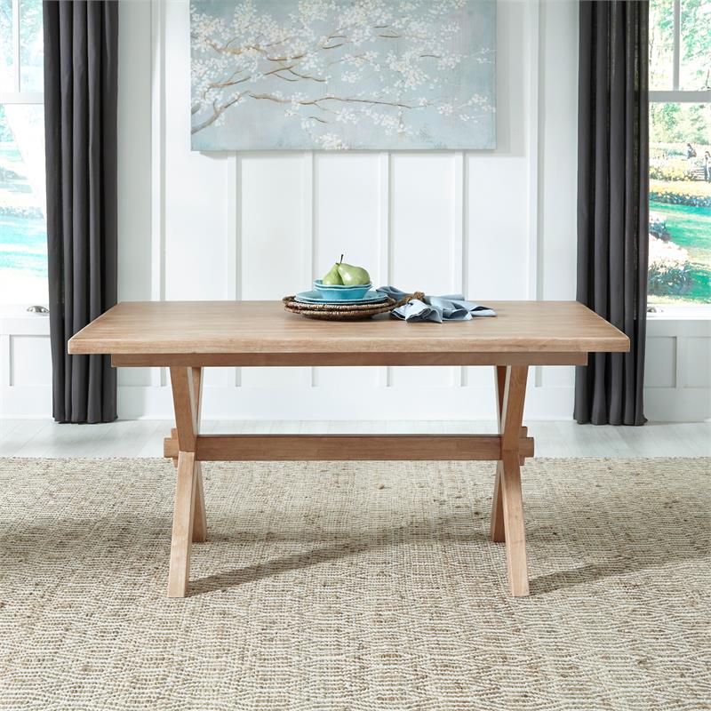 Pemberly Row Traditional Wooden Dining Table in Off White Finish