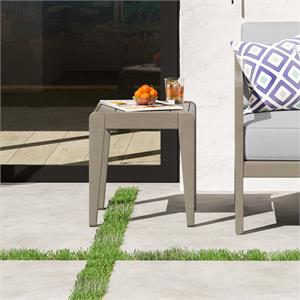 pemberly row transitional wooden outdoor end table in gray finish