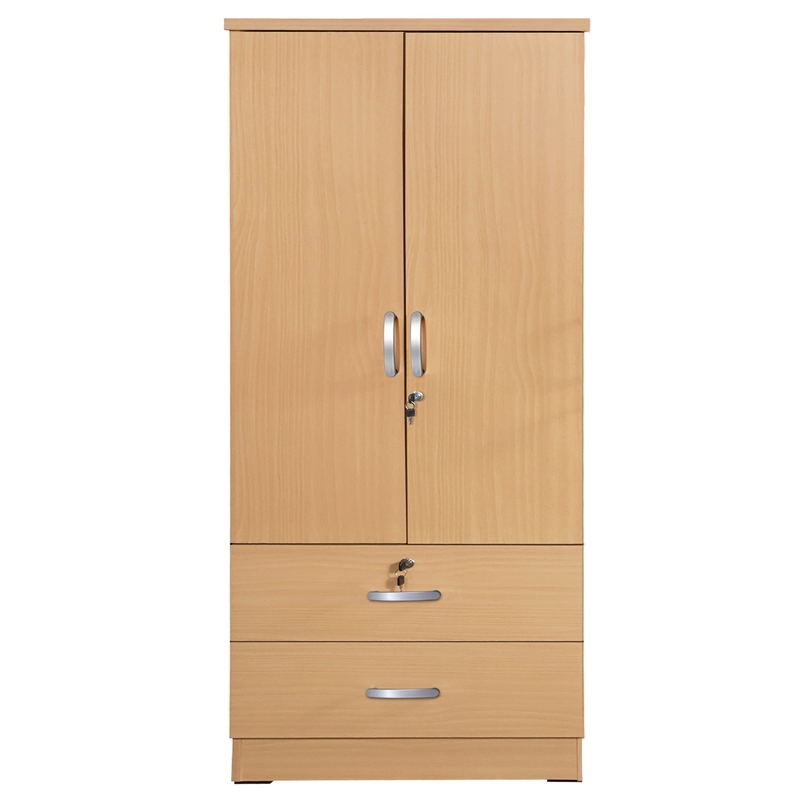 Pemberley Row Engineered Wood Beech Wardrobe Rectangular Stain-Resistant 30