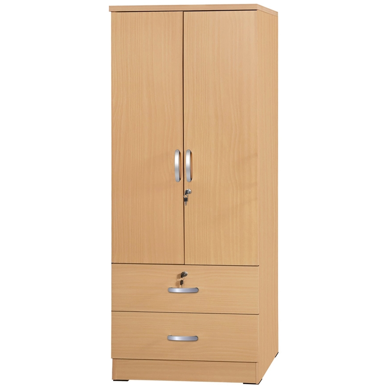 Pemberley Row Engineered Wood Beech Wardrobe Rectangular Stain-Resistant 30