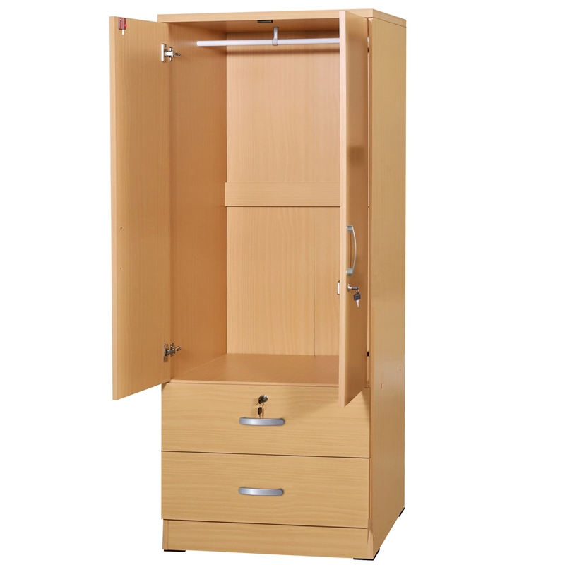 Pemberley Row Engineered Wood Beech Wardrobe Rectangular Stain-Resistant 30