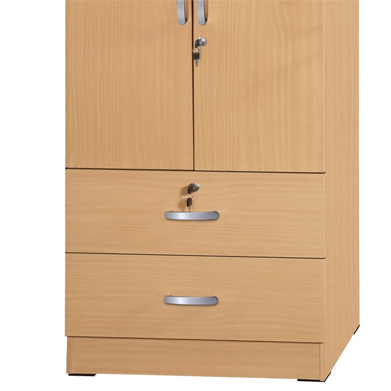 Pemberley Row Engineered Wood Beech Wardrobe Rectangular Stain-Resistant 30