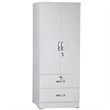 Pemberly Row Wood 2-Door Wardrobe Armoire with 2-Drawers in White