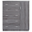 Pemberly Row 5 Drawer Wooden Tall Chest Wardrobe in Gray Finish