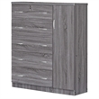 Pemberly Row 5 Drawer Wooden Tall Chest Wardrobe in Gray Finish