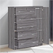 Pemberly Row 5 Drawer Wooden Tall Chest Wardrobe in Gray Finish