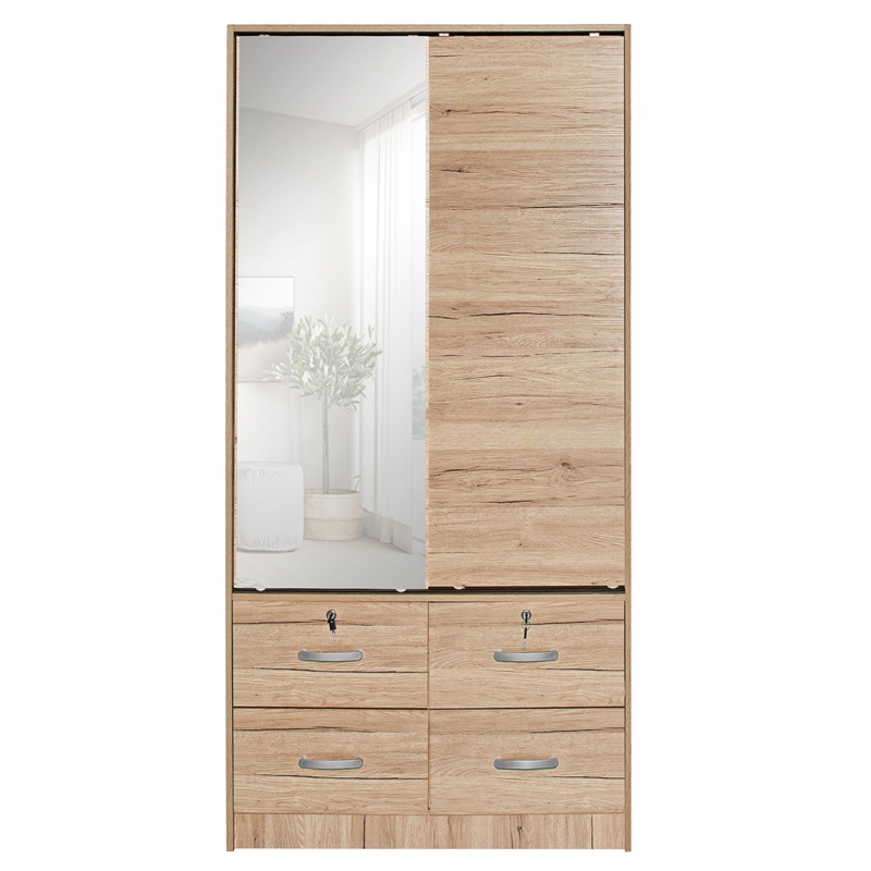 Pemberley Row Engineered Wood Natural Oak Armoire Rectangular Freestanding 36.5