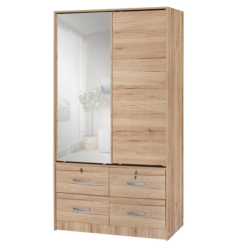 Pemberley Row Engineered Wood Natural Oak Armoire Rectangular Freestanding 36.5