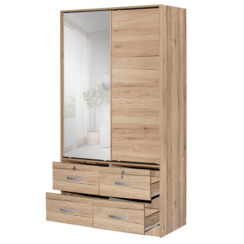 Pemberley Row Engineered Wood Natural Oak Armoire Rectangular Freestanding 36.5