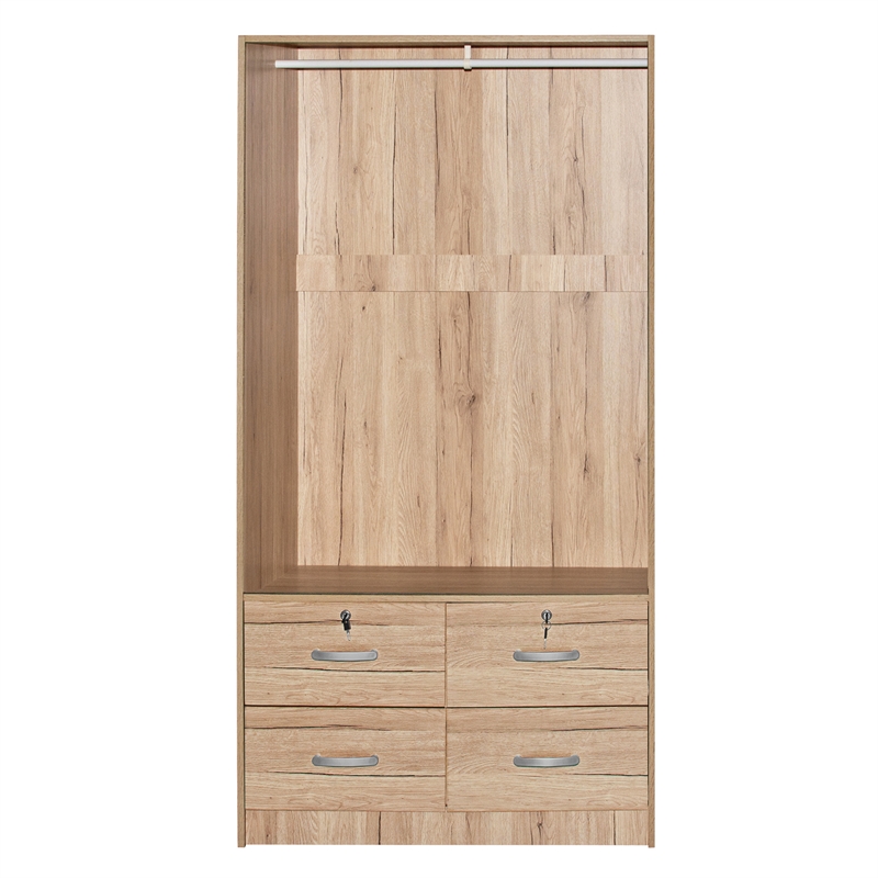 Pemberley Row Engineered Wood Natural Oak Armoire Rectangular Freestanding 36.5
