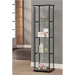 Pemberly Row Contemporary Wood 4 Shelf Glass Curio Cabinet in Black