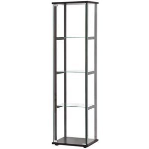 pemberly row contemporary wood 4 shelf glass curio cabinet in black