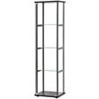 Pemberly Row Contemporary Wood 4 Shelf Glass Curio Cabinet in Black