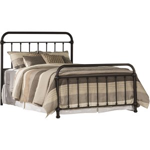 Pemberly Row Farmhouse King Metal Spindle Panel Bed in Dark Bronze