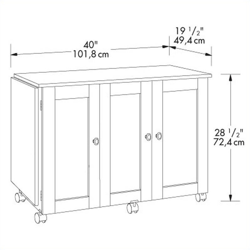 Pemberly Row Engineered Wood Craft and Mobile Sewing Cart in Cinnamon Cherry