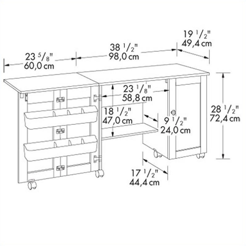 Pemberly Row Engineered Wood Craft and Mobile Sewing Cart in Cinnamon Cherry