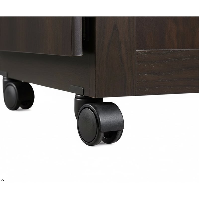 Pemberly Row Engineered Wood Craft and Mobile Sewing Cart in Cinnamon Cherry