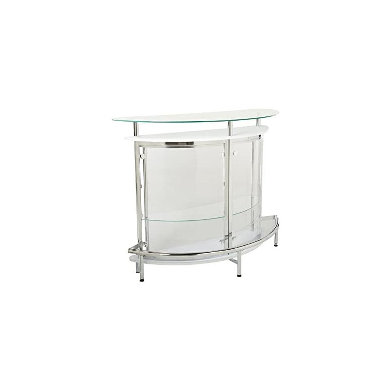Pemberly Row Contemporary Home Bar Unit with Clear Acrylic Front in White
