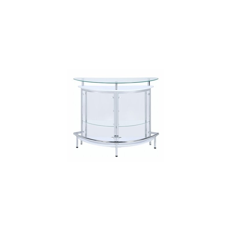Pemberly Row Contemporary Home Bar Unit with Clear Acrylic Front in White