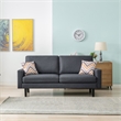 Pemberly Row Linen Fabric Sofa with Square Arms/2 Throw Pillows in Dark Gray