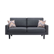 Pemberly Row Linen Fabric Sofa with Square Arms/2 Throw Pillows in Dark Gray