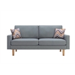 Pemberly Row Gray Linen Fabric Sofa with Square Arms and 2 Throw Pillows