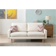 Pemberly Row Beige Linen Fabric Sofa with Square Arms and 2 Throw Pillows