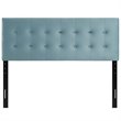 Pemberly Row Modern Fabric Biscuit Tufted Velvet Queen Headboard in Light Blue