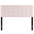 Pemberly Row Modern Fabric Biscuit Tufted Velvet Queen Headboard in Pink
