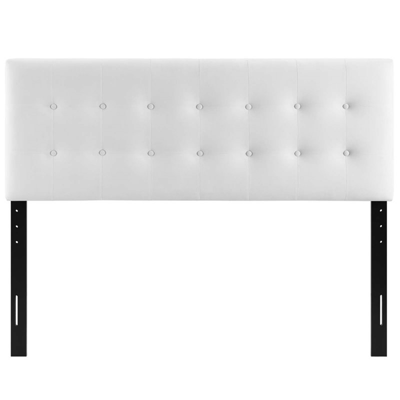 Pemberly Row Modern Fabric Biscuit Tufted Velvet King Headboard in White