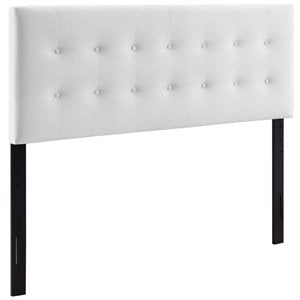 Pemberly Row Modern Fabric Biscuit Tufted Velvet King Headboard in White