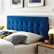 Pemberly Row Modern Fabric Blue Biscuit Tufted Velvet Queen Headboard