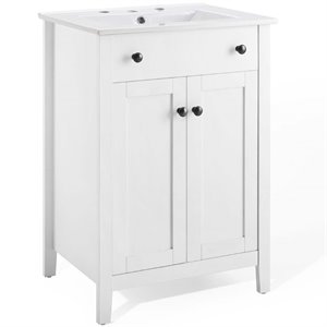Pemberley Row Wood White Bathroom Vanity Rectangular Soft-Close Doors 24&quot Unassembled