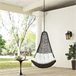 Pemberly Row Modern Metal Patio Swing Chair with Fabric in Gray/White