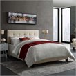 Pemberly Row Modern Wood Tufted King Panel Bed in Beige Finish