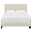 Pemberly Row Modern Wood Tufted King Panel Bed in Beige Finish