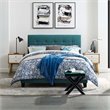 Pemberly Row Modern Upholstered Tufted Full Panel Bed in Blue