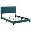 Pemberly Row Modern Upholstered Tufted Full Panel Bed in Blue