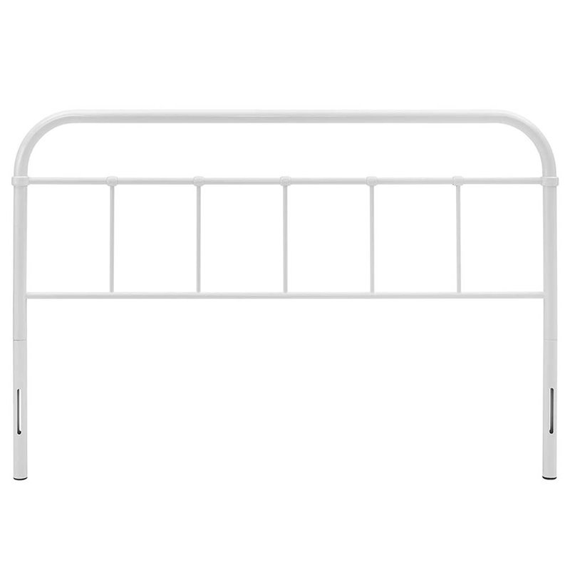 Pemberly Row Modern Full Metal Spindle Headboard in White Finish